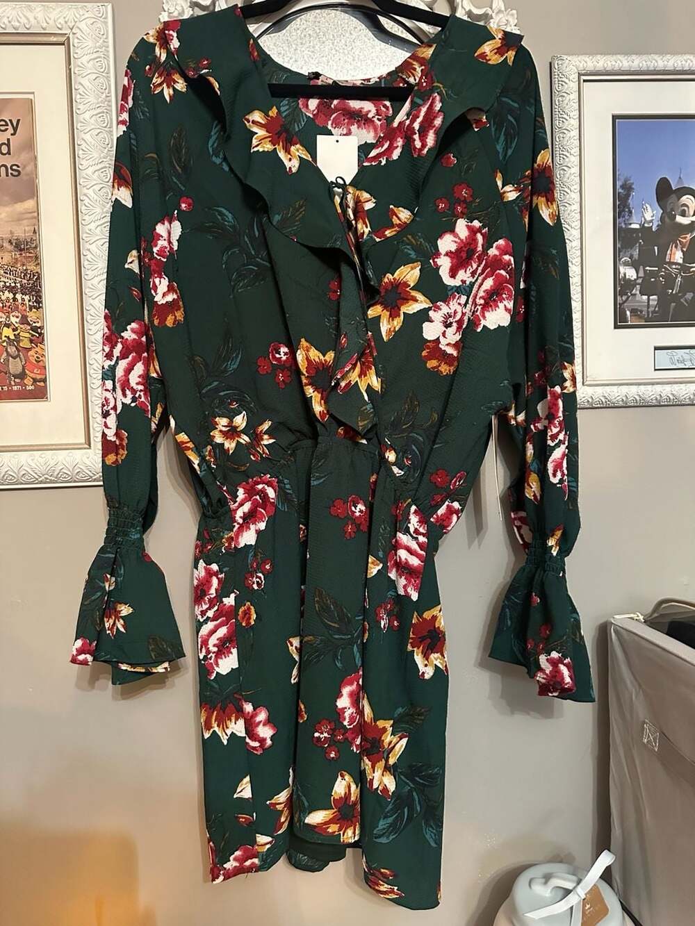 Remixmess Nordstrom Rack Floral Ruffle Detail Dress Size Large
